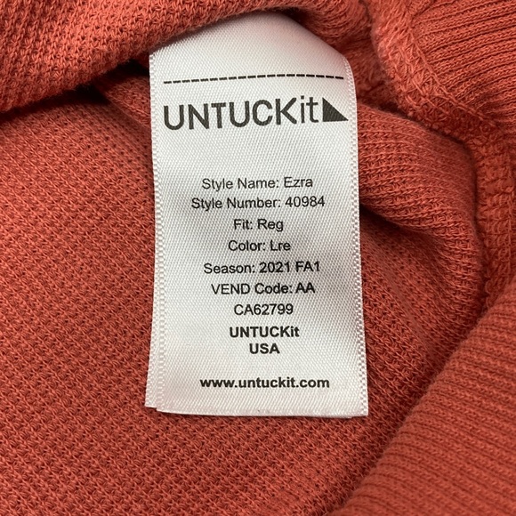 Untuckit Ezra Long Sleeve Textured Pop Over Shirt Large S349 - Picture 8 of 9